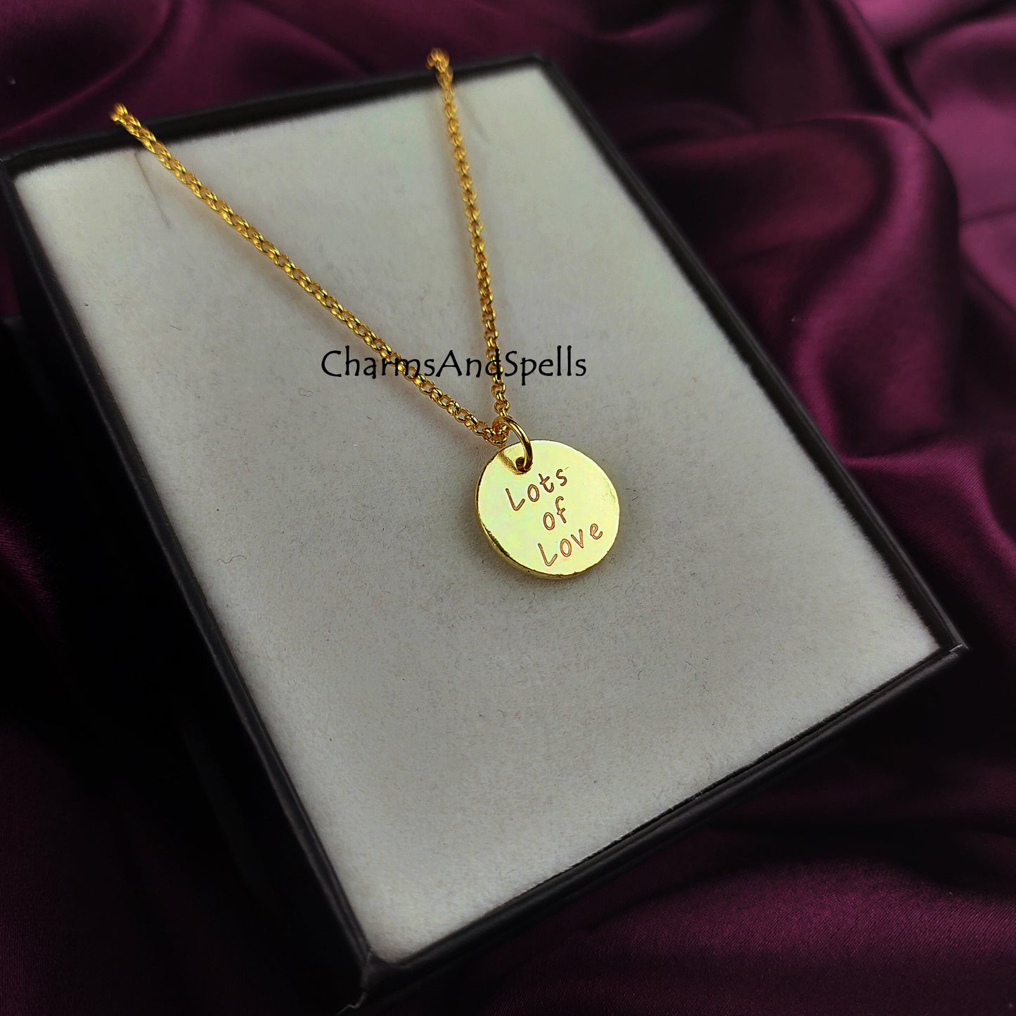 Personalized “Lots Of Love” Necklace | Engraved Coin Charm
