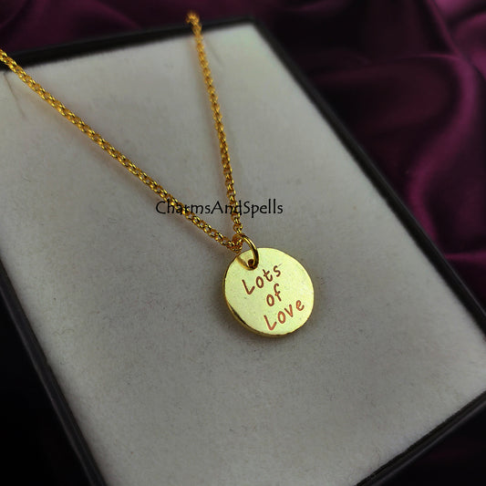 Personalized “Lots Of Love” Necklace | Engraved Coin Charm