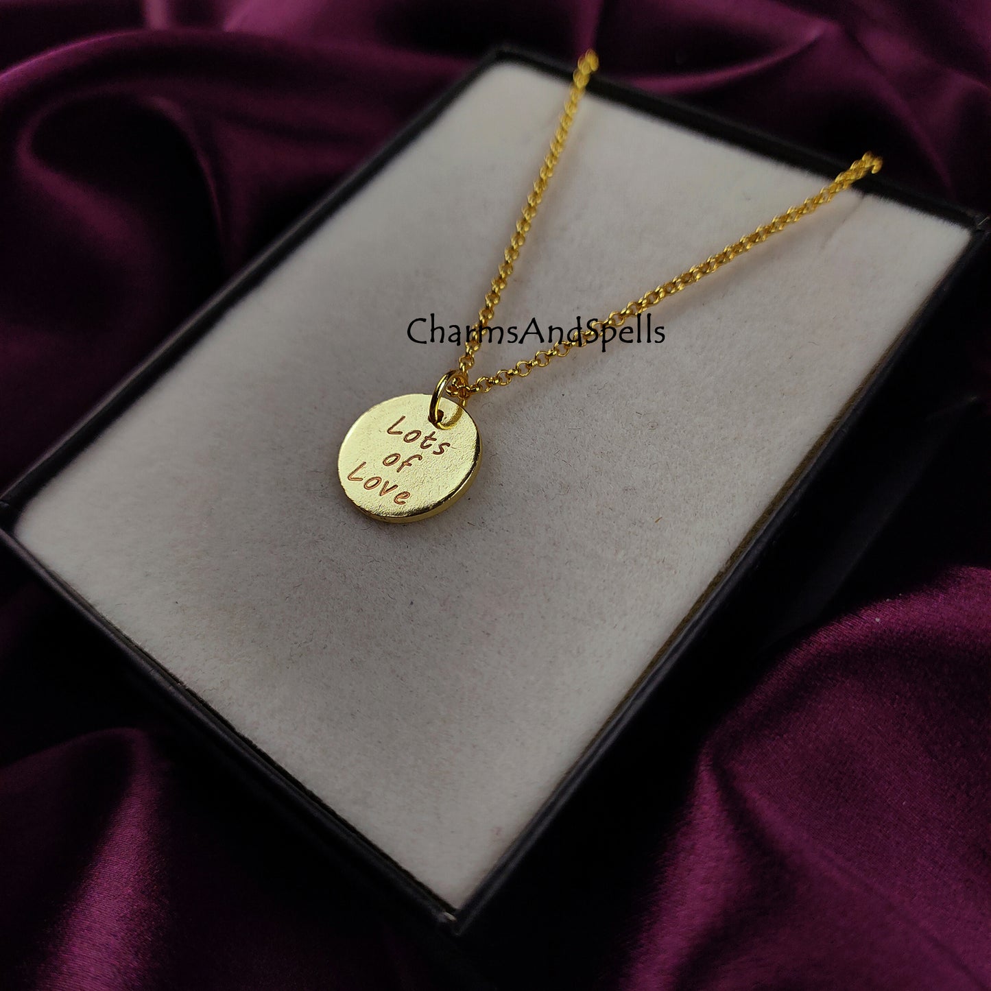 Personalized “Lots Of Love” Necklace | Engraved Coin Charm