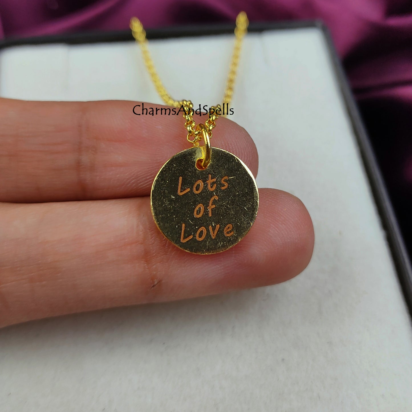 Personalized “Lots Of Love” Necklace | Engraved Coin Charm