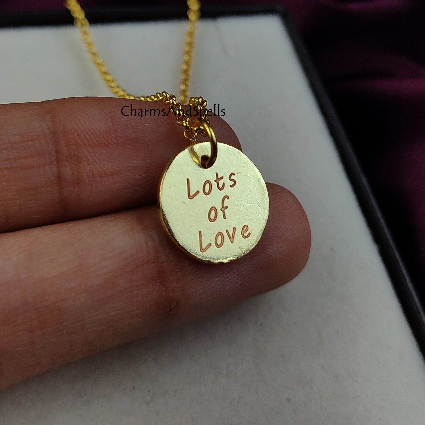 Personalized “Lots Of Love” Necklace | Engraved Coin Charm