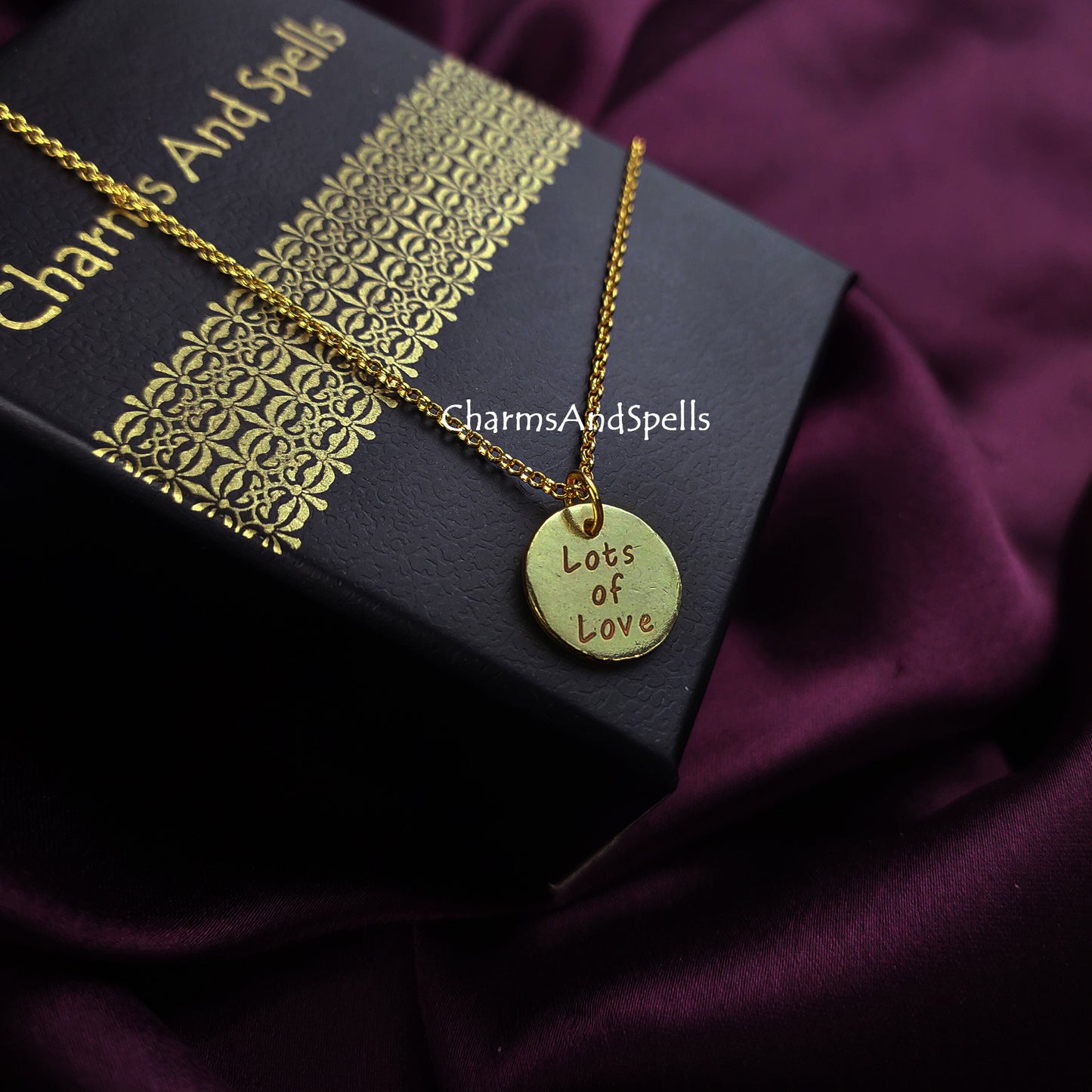 Personalized “Lots Of Love” Necklace | Engraved Coin Charm