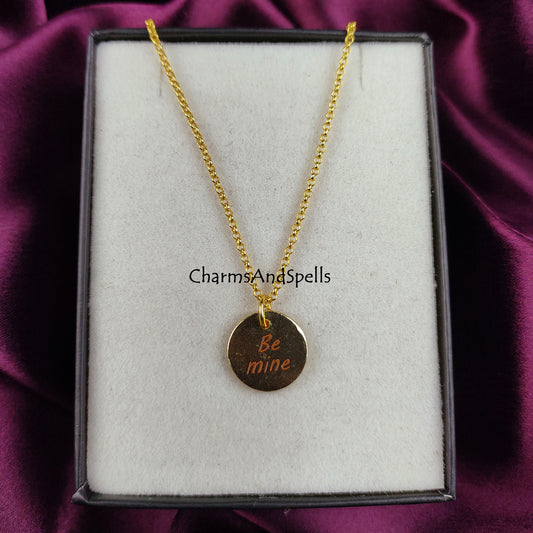 Personalized Be Mine Necklace | Engraved Gold Charm Handmade