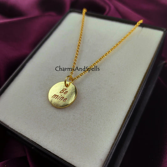 Personalized Be Mine Necklace | Engraved Gold Charm Handmade