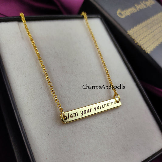 Personalized Engraved Necklace | “I Am Your Valentine” Charm