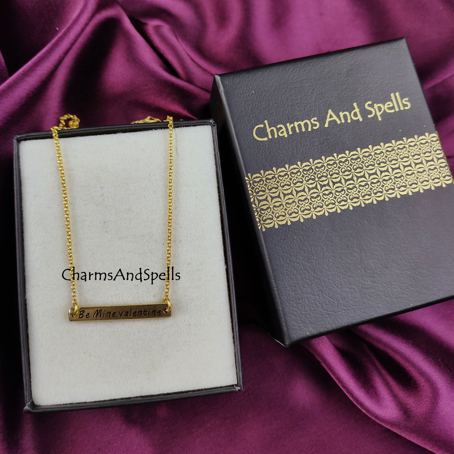 Personalized Be Mine Valentine Necklace | Engraved Bar