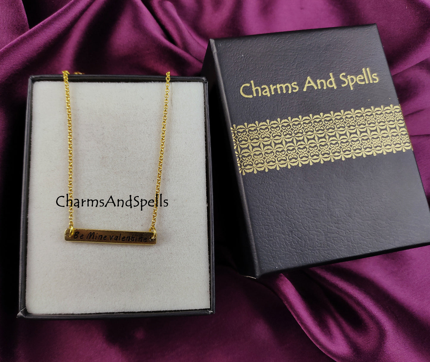 Personalized Be Mine Valentine Necklace | Engraved Bar