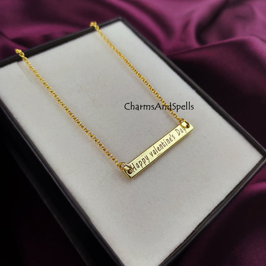 Valentine’s Day Bar Necklace | Personalized Boho Engraved