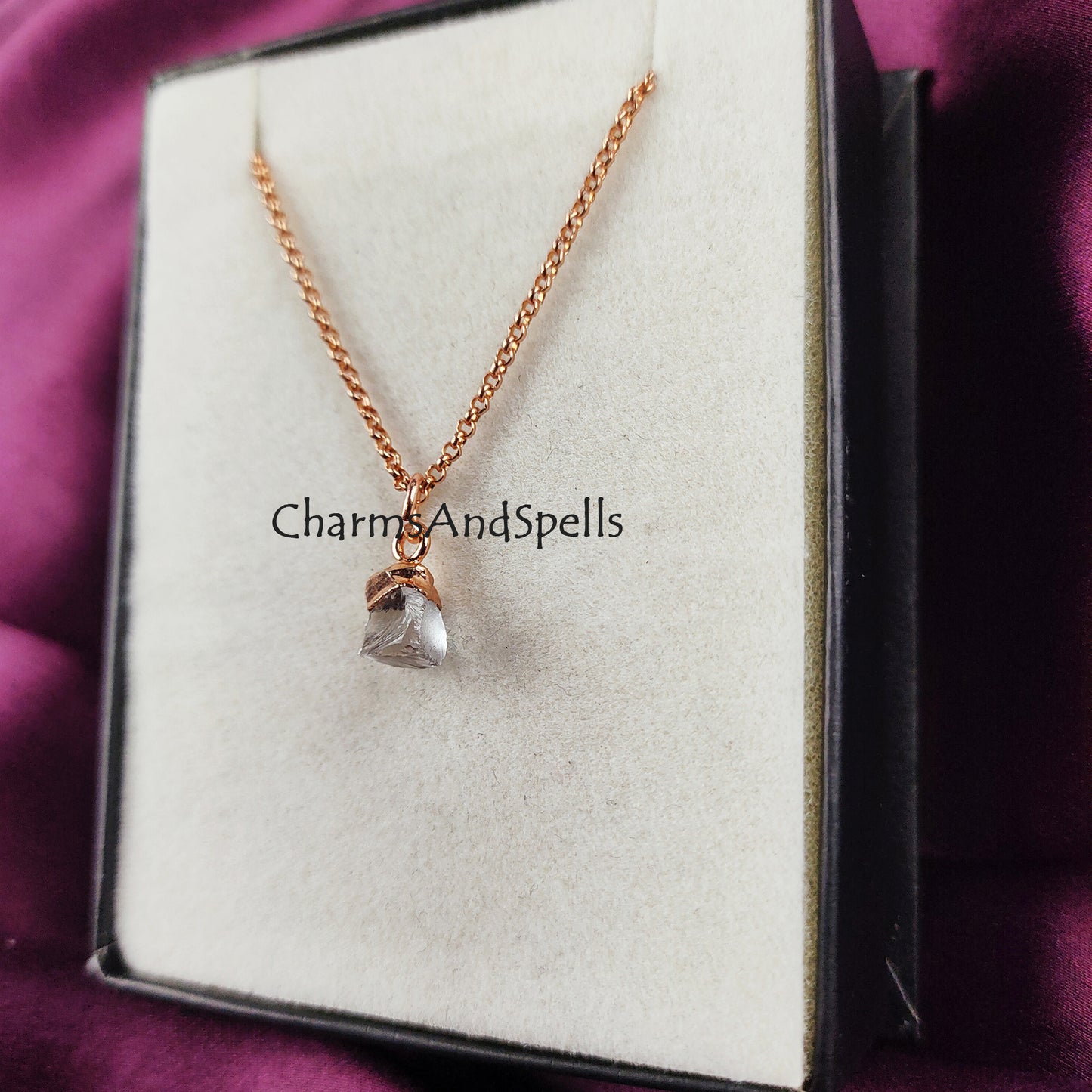 Raw Crystal Quartz Necklace | Electroplated Minimalist Charm Jewelry