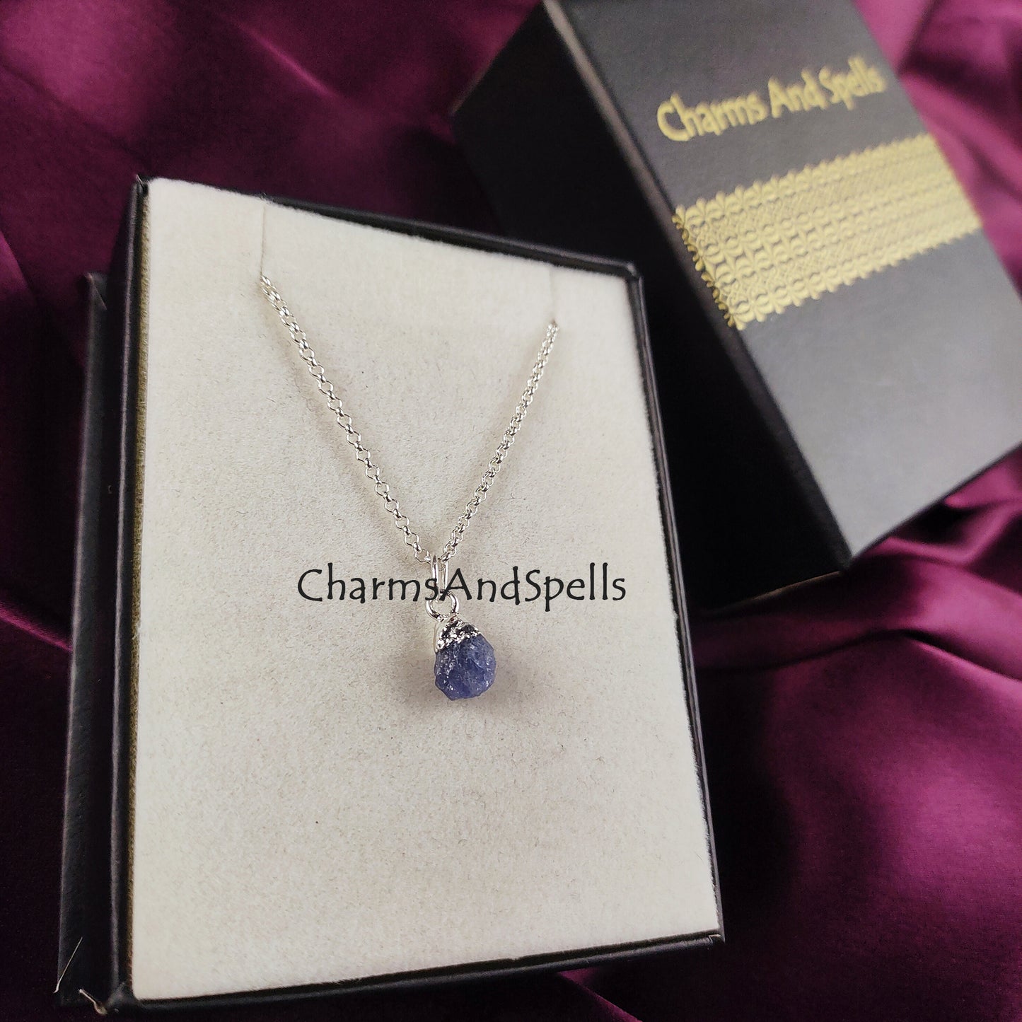 Raw Tanzanite Necklace | Natural Crystal Pendant December Birthstone Jewelry