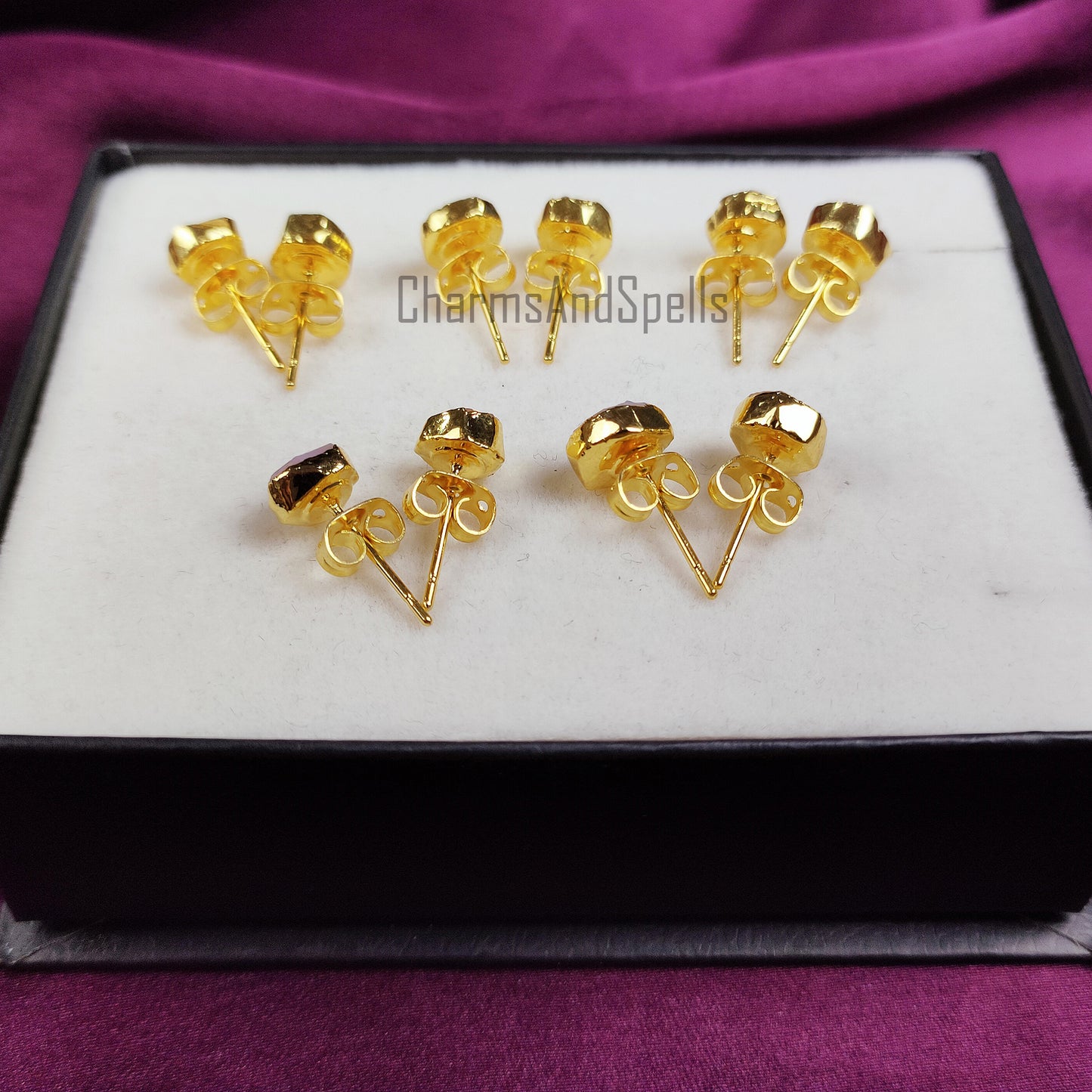 Raw Pink Opal Stud Earrings | Natural Crystal Earrings Healing Stone