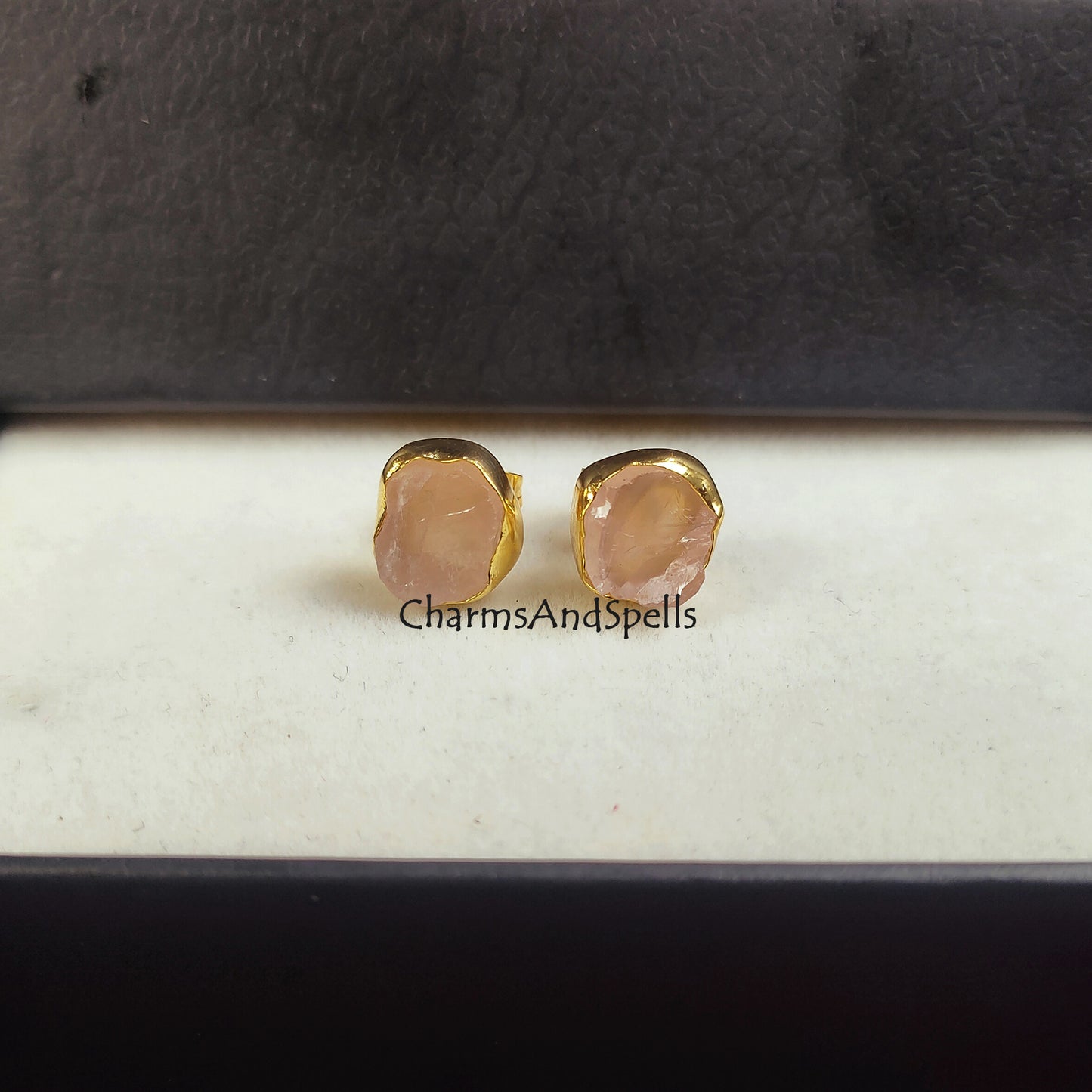 Raw Rose Quartz Stud Earrings, Pink Crystal Earrings, Real Gemstones, Wedding Bridesmaid Gifts, Gift for Mother in Law, Holiday Gift, Gift