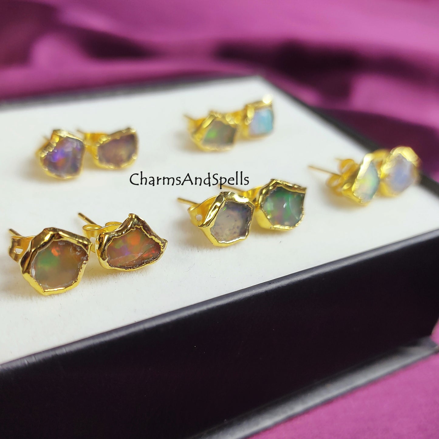 Opal Stud Earrings, Fire Opal Stud Earrings, Raw Opal Earrings, Fire Opal Earrings, Birthstone Earrings, Opal Jewelry, Raw Stone Earrings