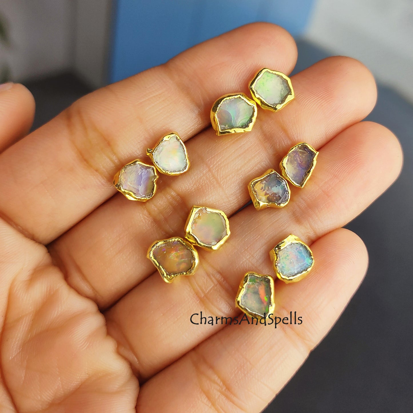 Opal Stud Earrings, Fire Opal Stud Earrings, Raw Opal Earrings, Fire Opal Earrings, Birthstone Earrings, Opal Jewelry, Raw Stone Earrings