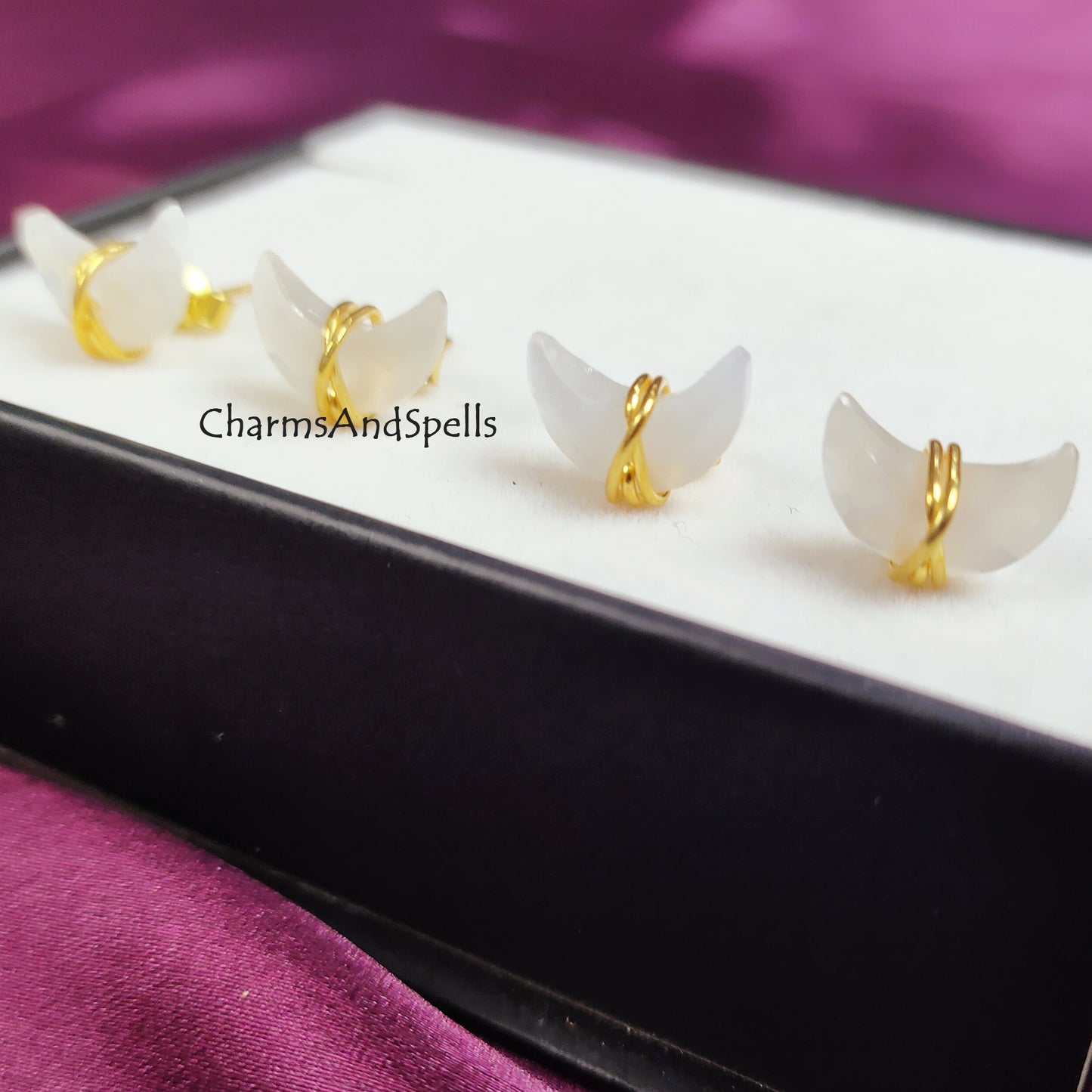 Tiny Rainbow Moonstone Studs, Rainbow Moonstone Earrings, Crescent Moon Earrings, June Birthstone, Rainbow Moonstone Crescent Post Earrings