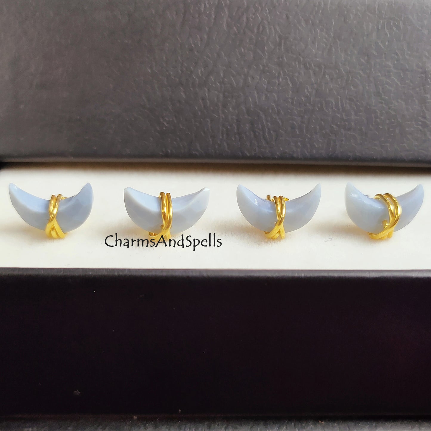 Tiny Natural Blue Opal Crescent Moon Stud Earrings, Half Moon Studs, Crescent Moon Wire Wrapped Stud Earring, Gifts For Woman, Gift Idea