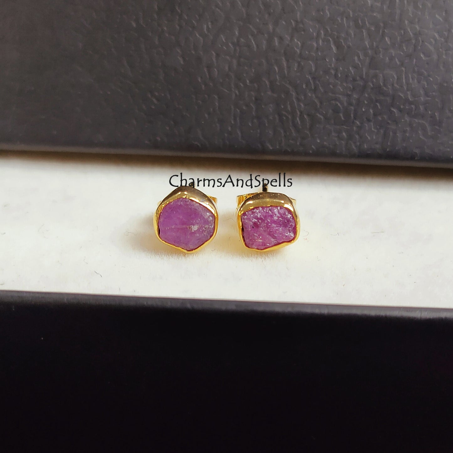 Mini Raw Ruby Earrings, Ruby Earrings, July Birthstone, Wedding Gift for Women, Tiny Stud Earrings, Dainty Earrings, Minimalist Stud Earring