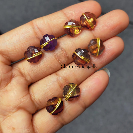 Fluorite Flower Stud Earrings | Natural Rainbow Gemstone