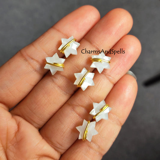Natural Moonstone Star Earrings | Gemstone Studs