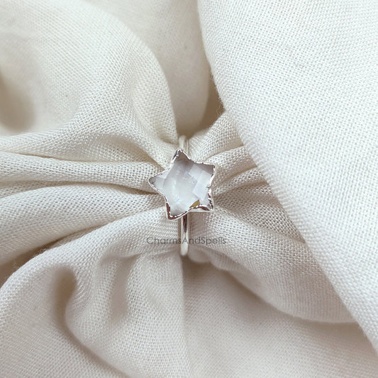 Clear Crystal Quartz Ring | Electroplated Handmade Gemstone Ring