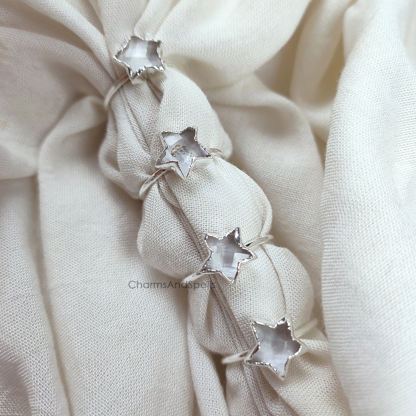 Clear Crystal Quartz Ring | Electroplated Handmade Gemstone Ring