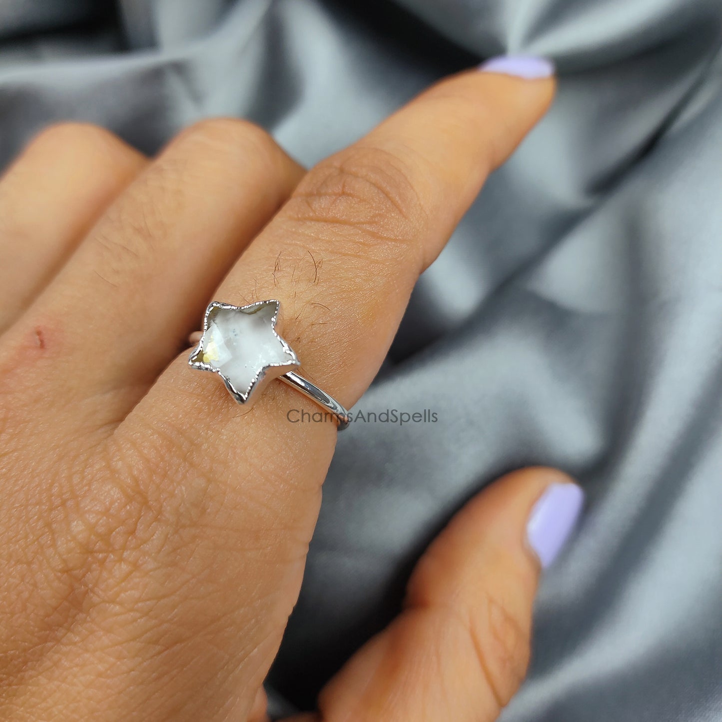 Clear Crystal Quartz Ring | Electroplated Handmade Gemstone Ring