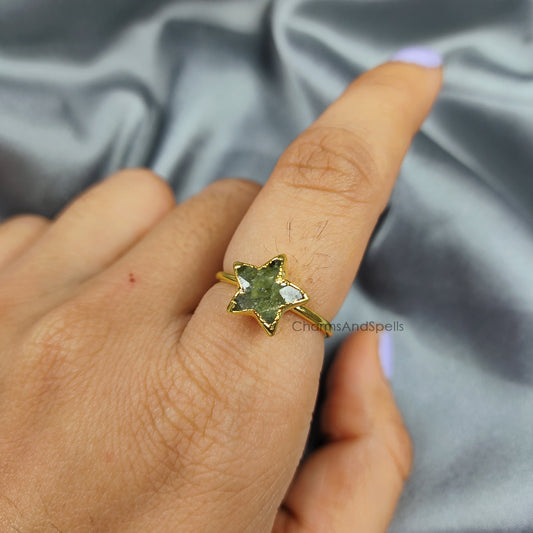 Natural Vessonite Ring | Handmade Boho Electroplated Jewelry