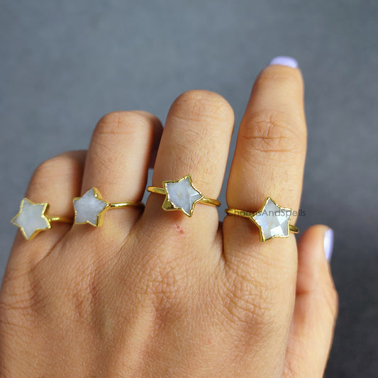 Blue Flashy Moonstone Ring | Handmade Minimalist Birthstone Jewelry