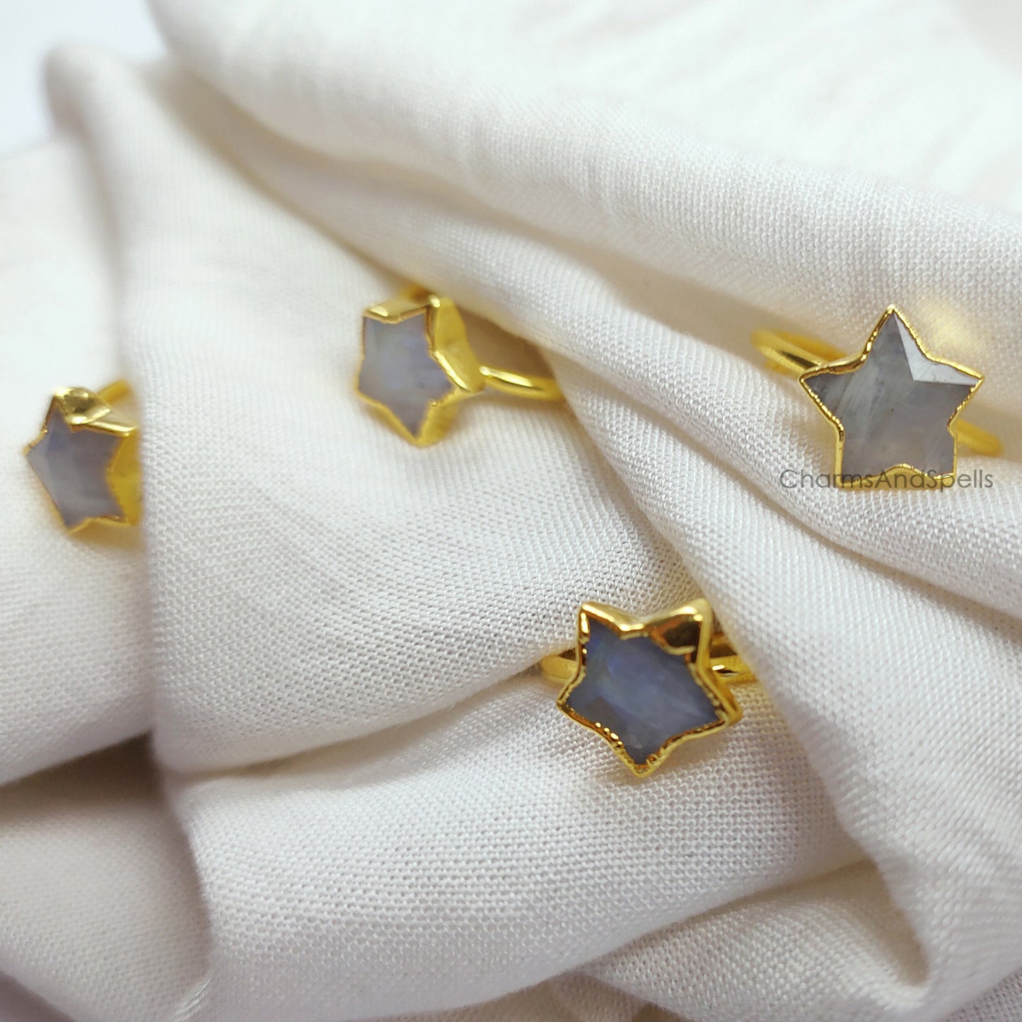 Blue Flashy Moonstone Ring | Handmade Minimalist Birthstone Jewelry