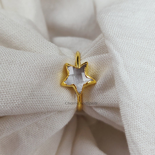 Clear Crystal Quartz Ring | Handmade Boho Healing Gemstone Jewelry