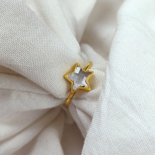 Clear Crystal Quartz Ring | Handmade Boho Healing Gemstone Jewelry