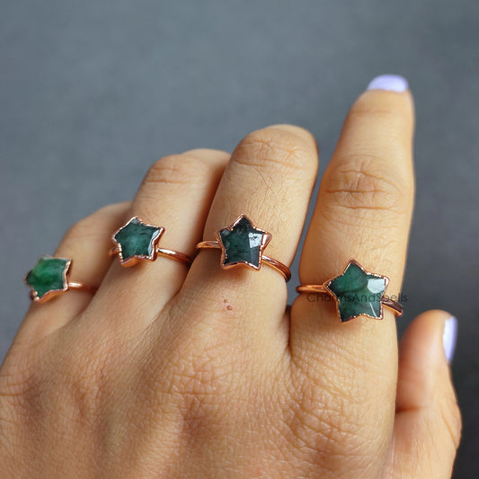 Natural Green Emerald Ring | Handmade May Birthstone Jewelry