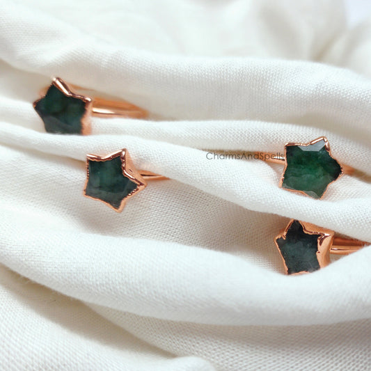 Natural Green Emerald Ring | Handmade May Birthstone Jewelry