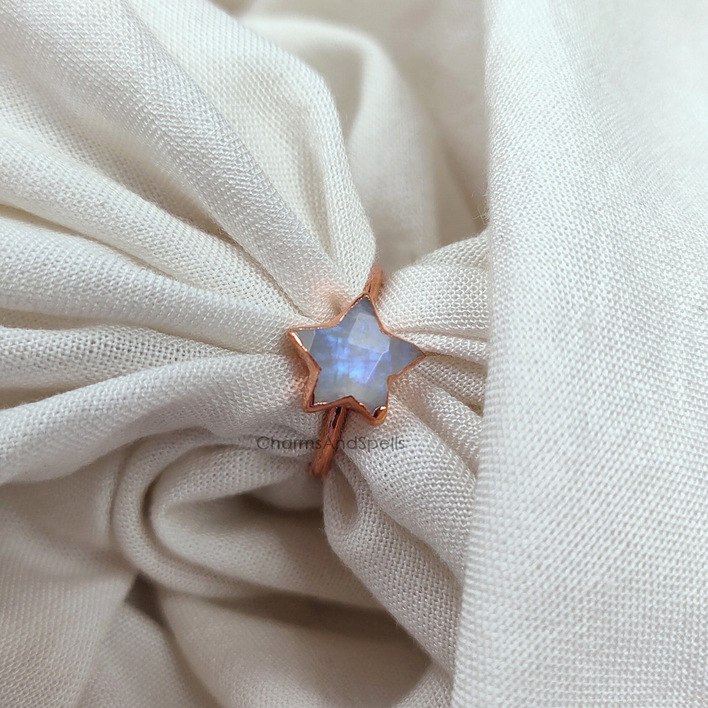 Natural Moonstone Ring | Handmade Birthstone Gemstone Jewelry
