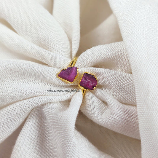 Genuine Raw Ruby Ring | Handmade Natural Gemstone Birthstone Jewelry