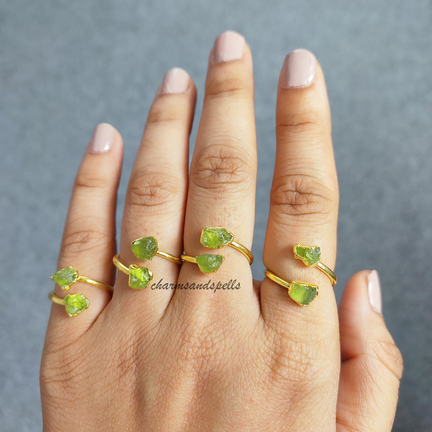 Raw Peridot Ring | Natural August Birthstone Healing Crystal Gemstone