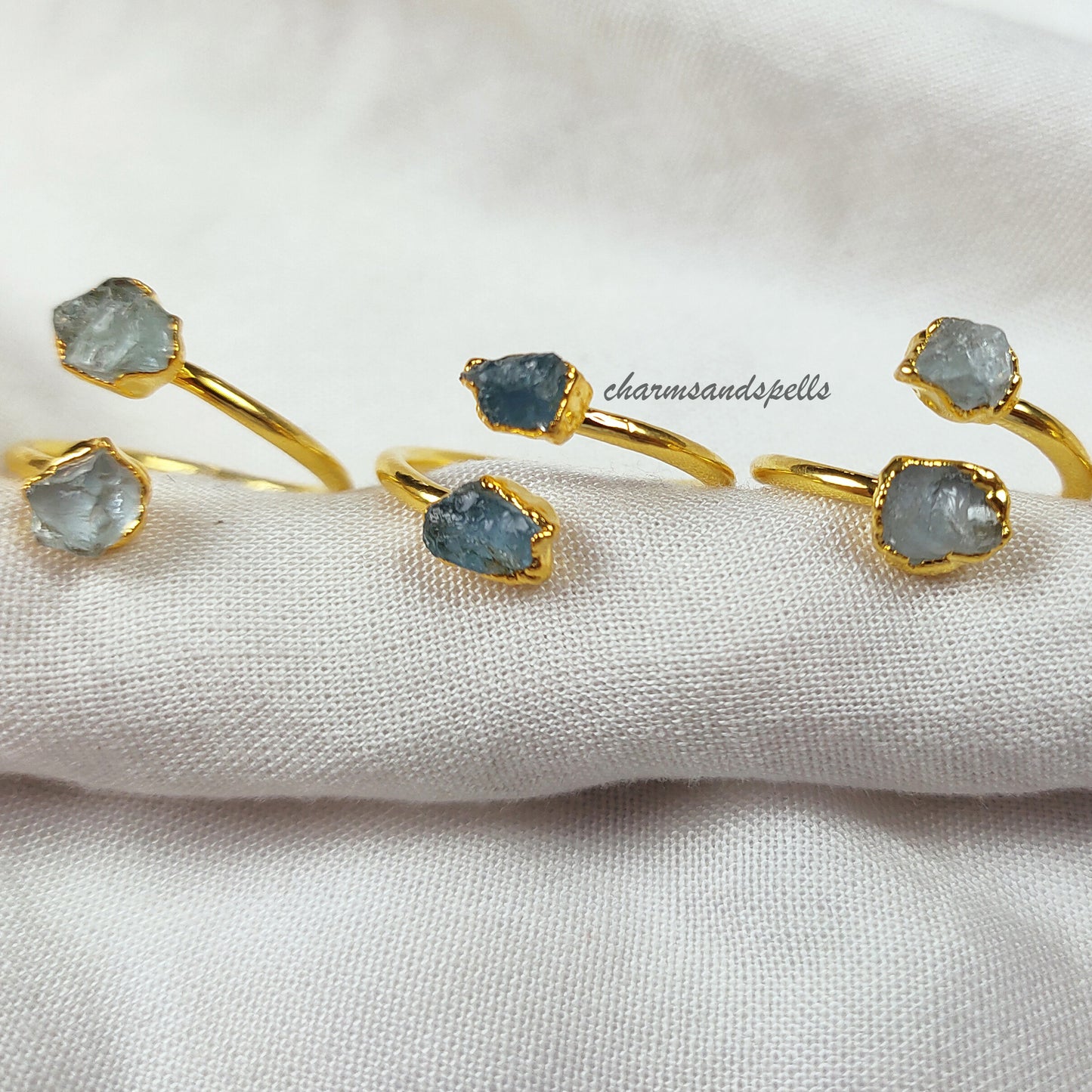 Dainty Raw Aquamarine Ring | March Birthstone, Boho Natural Crystal Jewelry