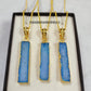 Blue Sugar Druzy Vertical Bar Necklace | Gold Plated Vintage Jewelry
