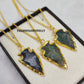Raw Moss Agate Crystal Arrowhead Necklace | Handmade Healing Energy Jewelry