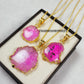 Natural Pink Solar Quartz Necklace | Gold Plated Designer Crystal Jewelry for Women