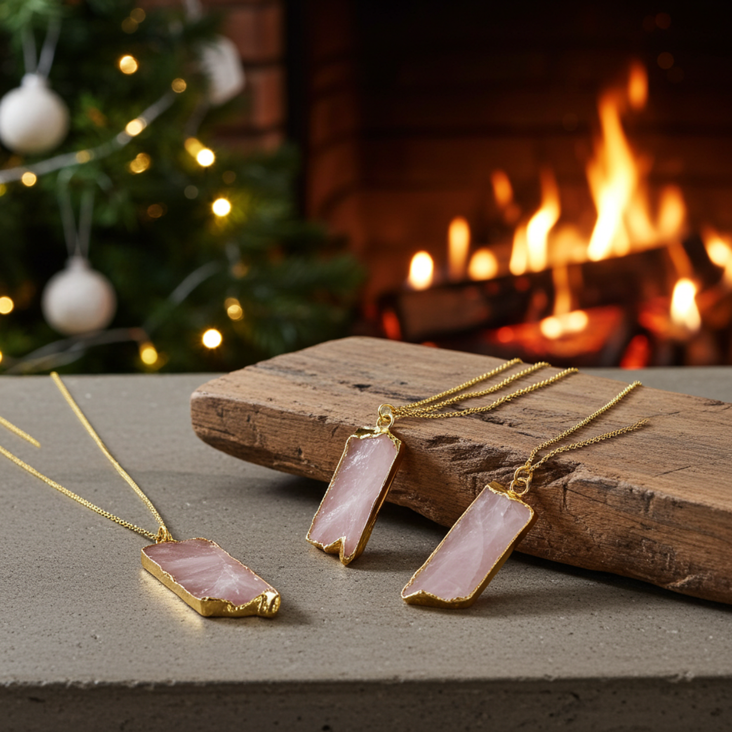 Raw Rose Quartz Crystal Necklace