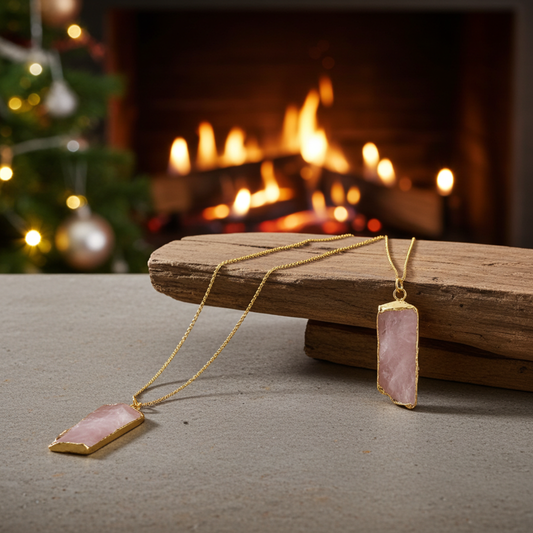 Raw Rose Quartz Crystal Necklace