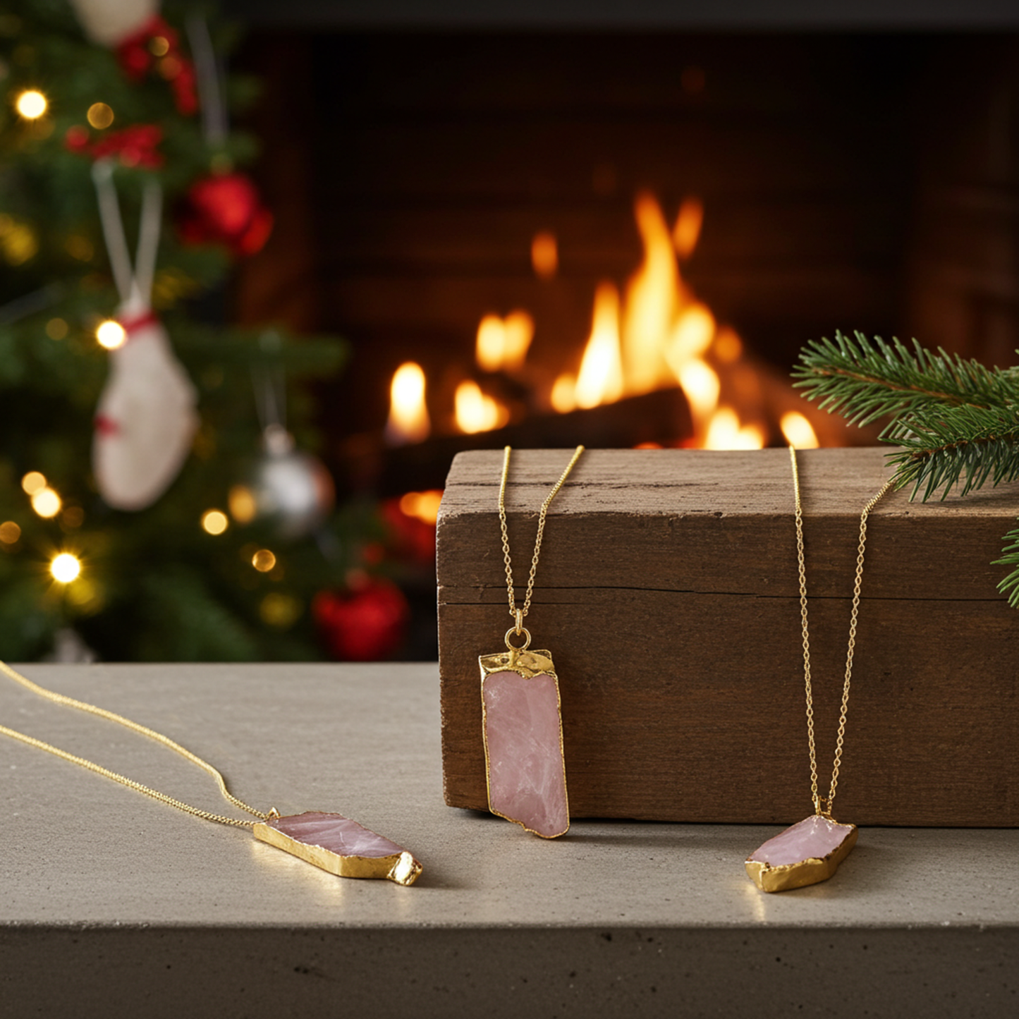 Raw Rose Quartz Crystal Necklace