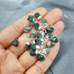 Raw Emerald Charm| Electroplated Pendant Connectors| Rough Gemstone Jewelry