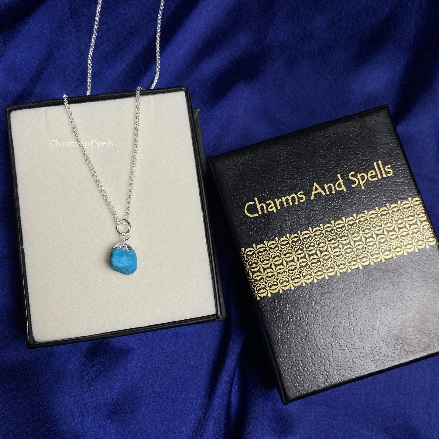 Raw Turquoise Pendant Necklace | Healing Crystal Jewelry| December Birthstone