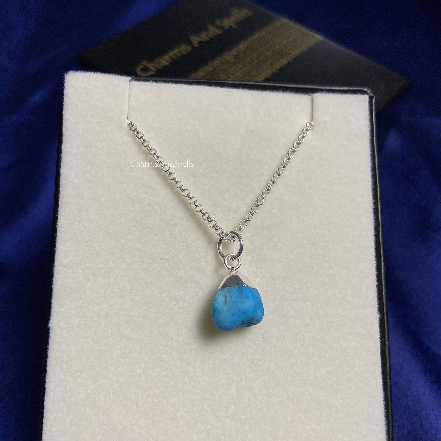 Raw Turquoise Pendant Necklace | Healing Crystal Jewelry| December Birthstone