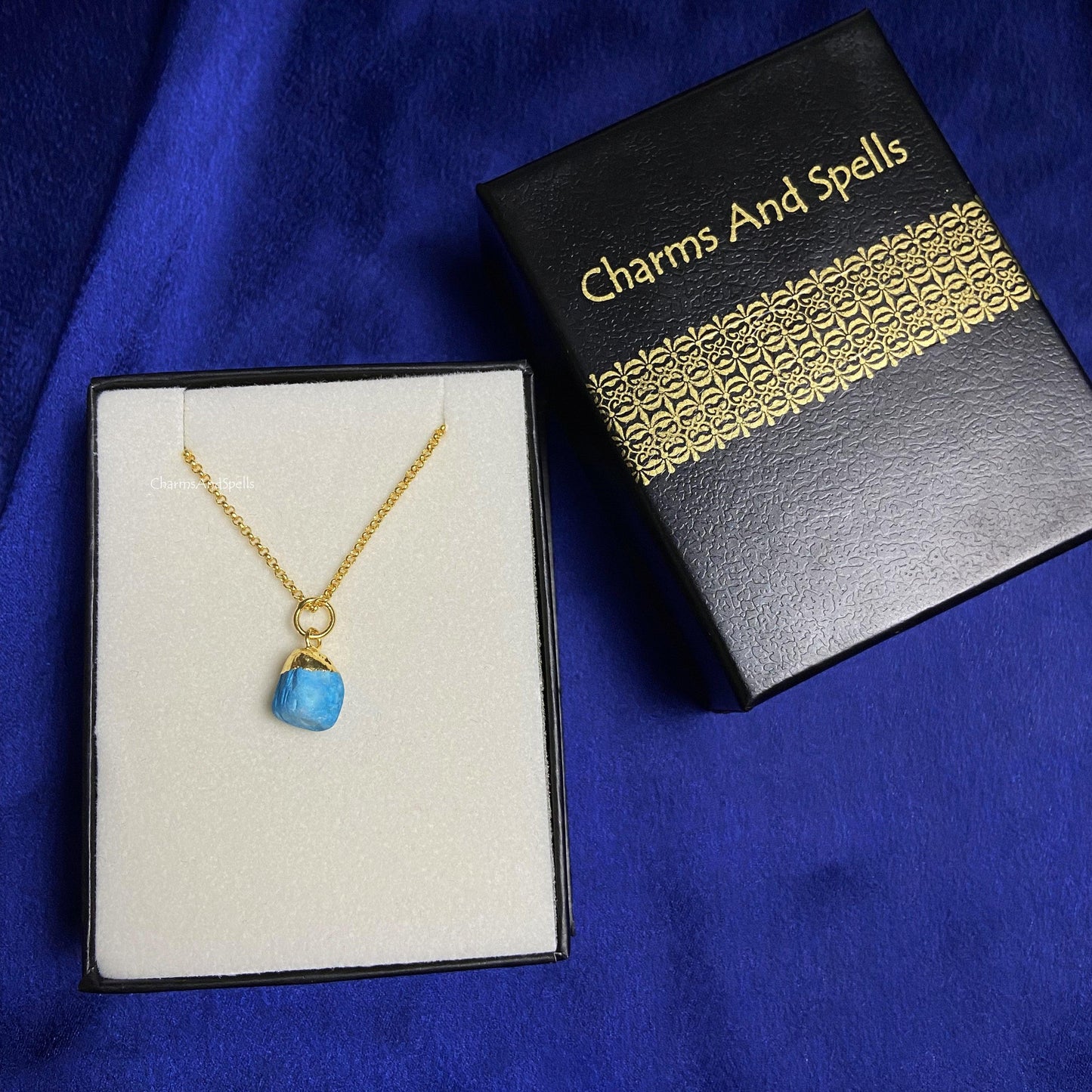 Raw Turquoise Pendant Necklace | Healing Crystal Jewelry| December Birthstone