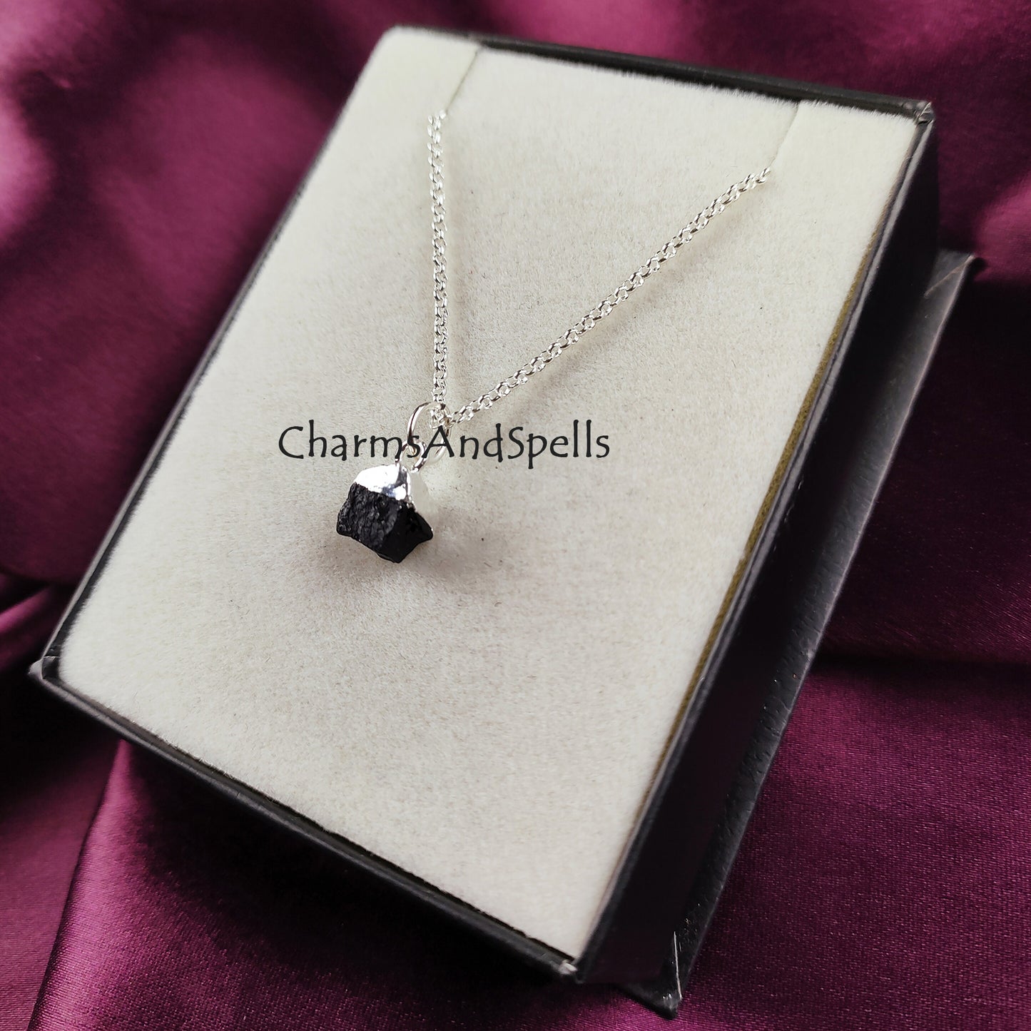 Raw Black Tourmaline Necklace | Grounding Crystal Pendant