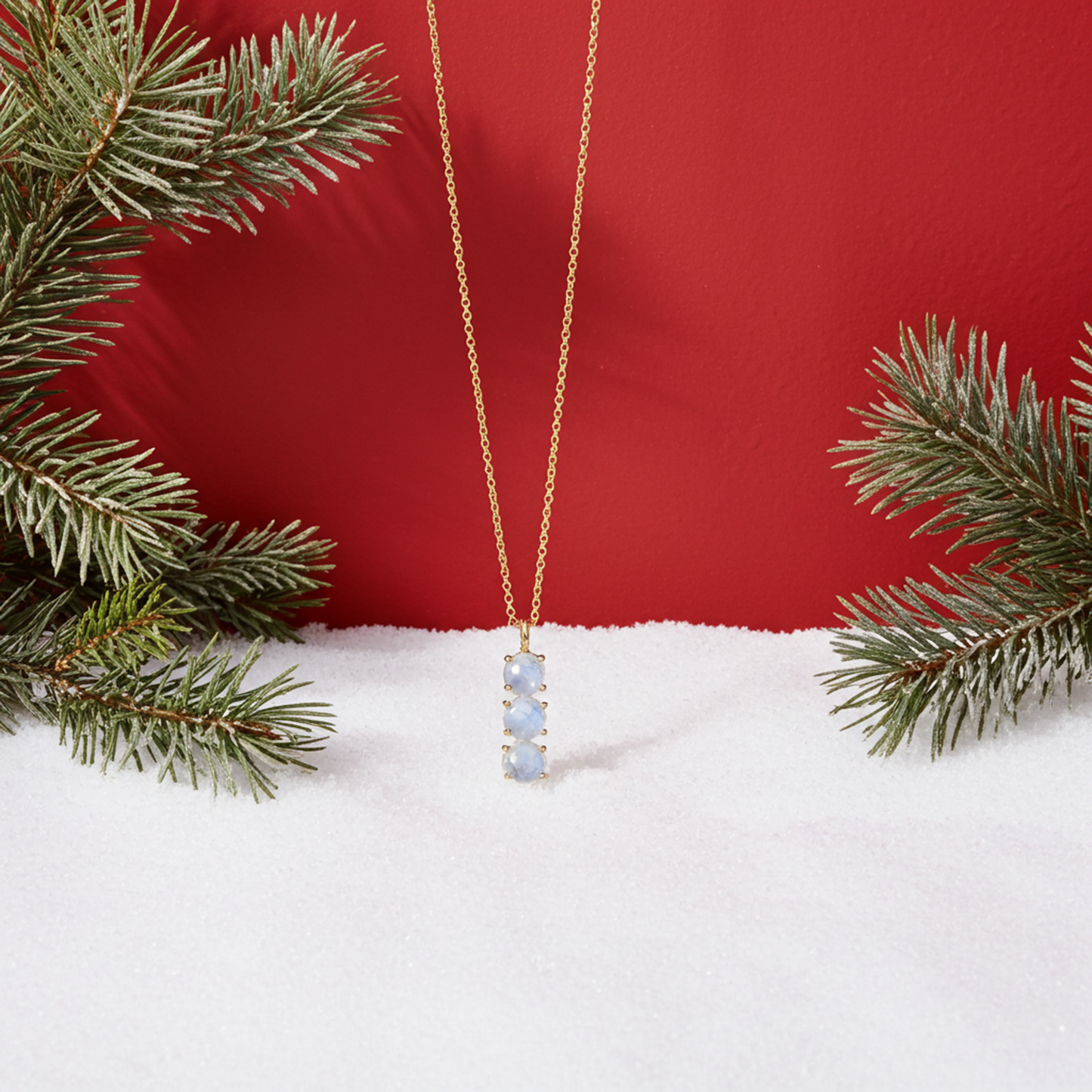 Rainbow Moonstone Necklace| Gold Plated Dainty Blue Moon Pendant| Wiccan Jewelry