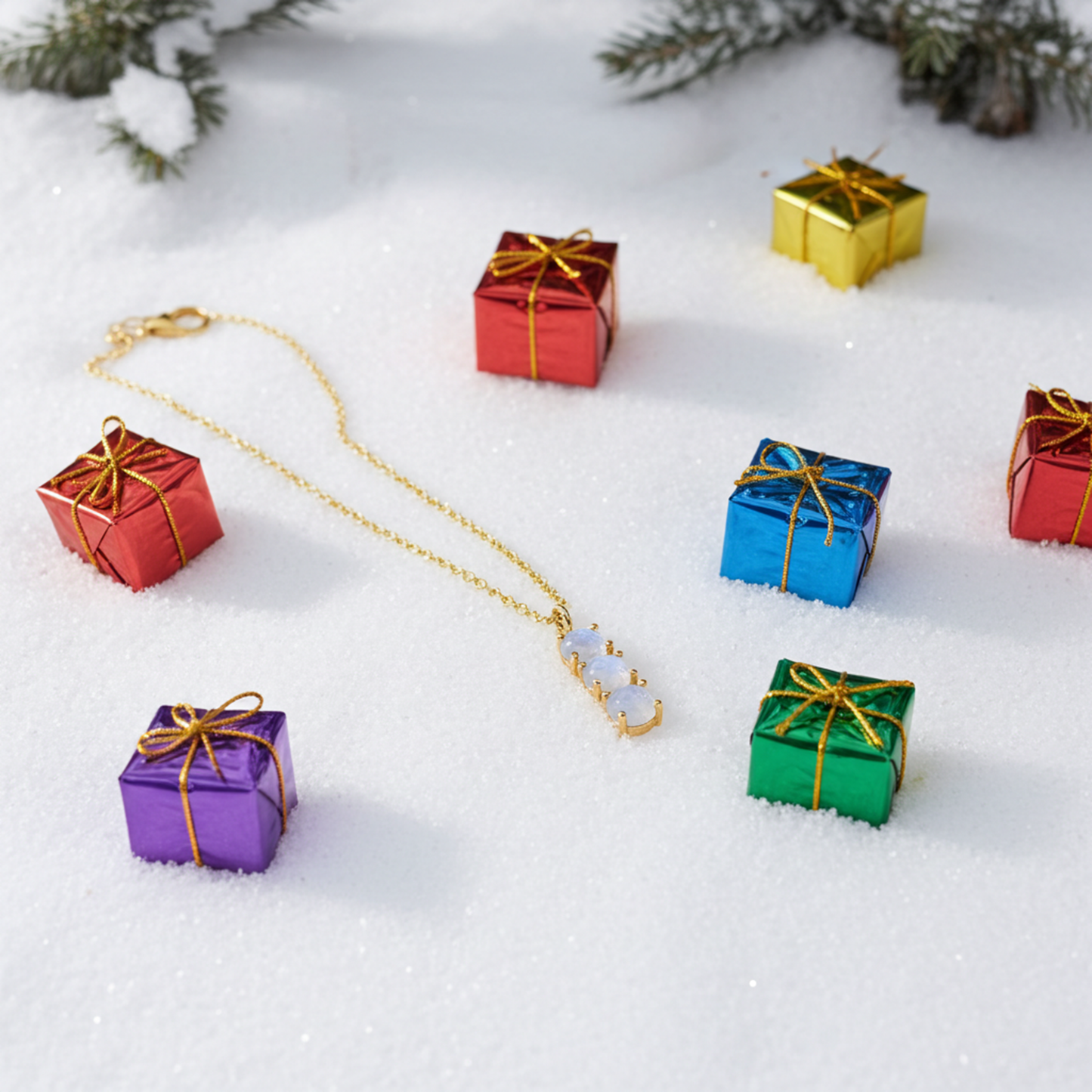 Rainbow Moonstone Necklace| Gold Plated Dainty Blue Moon Pendant| Wiccan Jewelry